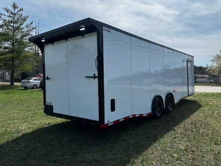 New 2026 Luxe 8.5x28 Race Trailer - Finished Interior- 7000lb Spread Torsion - Full Escape Door-Removable Fender