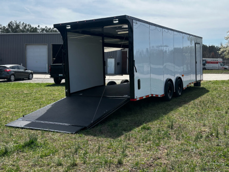 New 2026 Luxe 8.5x28 Race Trailer - Finished Interior- 7000lb Spread Torsion - Full Escape Door-Removable Fender