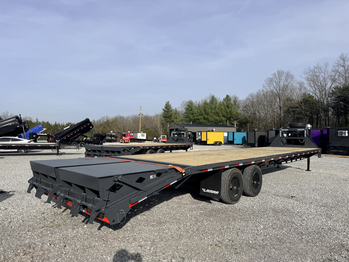 New 2026 Lamar Trailers 102X36 GOOSENECK 24K GVWR (MEGA RAMPS) Flatbed Trailer