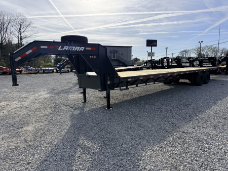 New 2026 Lamar Trailers 102X36 GOOSENECK 24K GVWR (MEGA RAMPS) Flatbed Trailer