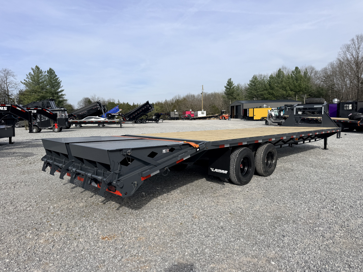 New 2026 Lamar Trailers 102X32 GOOSENECK 24K GVWR (MEGA RAMPS) Flatbed Trailer