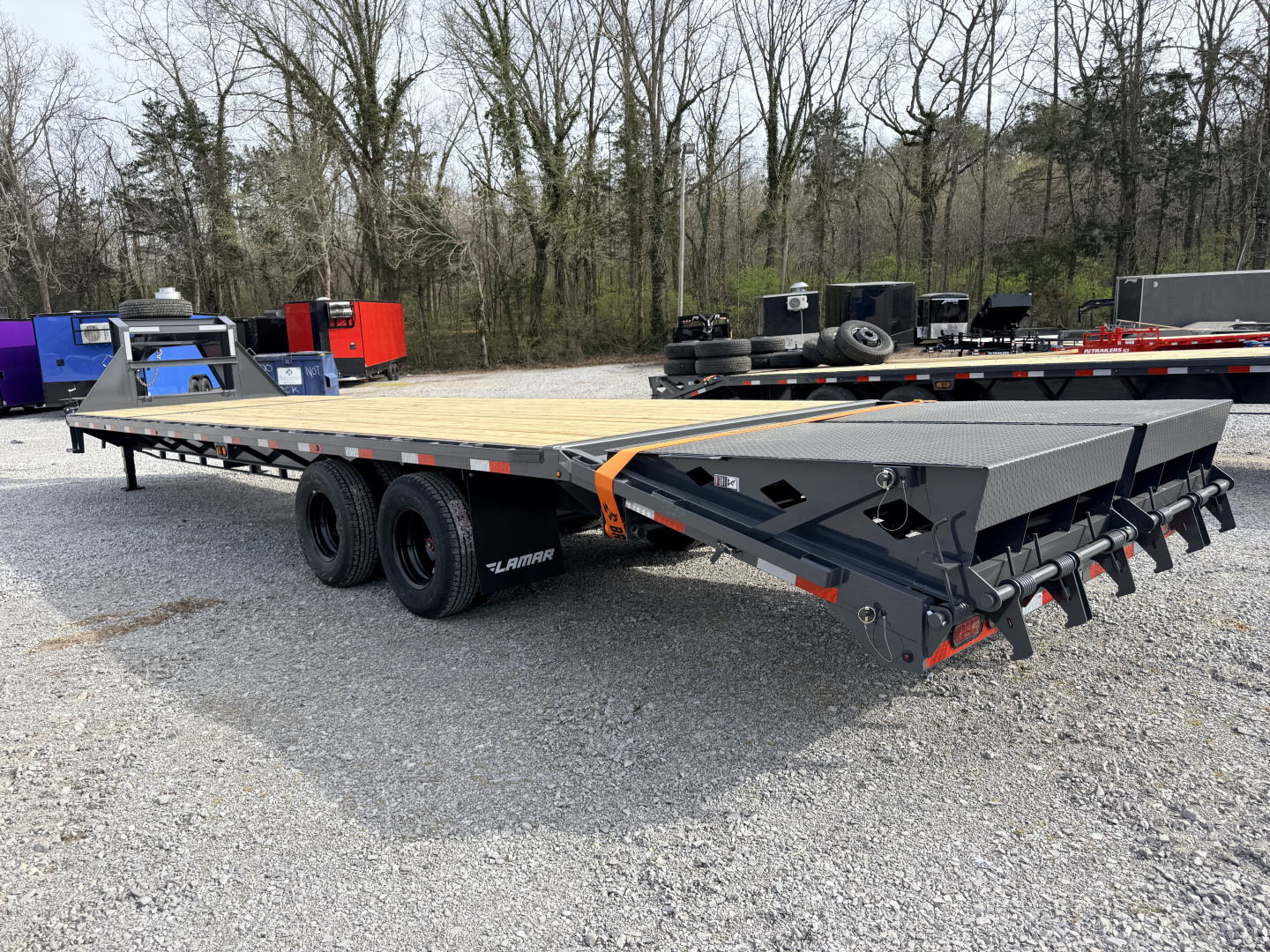 New 2026 Lamar Trailers 102X32 GOOSENECK 24K GVWR (MEGA RAMPS) Flatbed Trailer