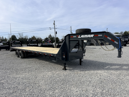 New 2026 Lamar Trailers 102X32 GOOSENECK 24K GVWR (MEGA RAMPS) Flatbed Trailer