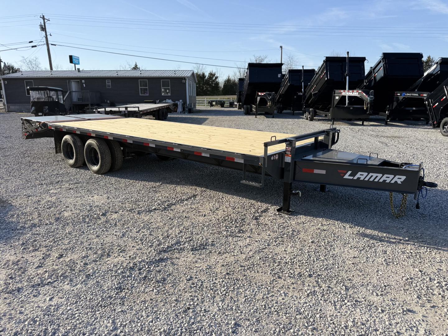 New 2026 Lamar Trailers 102X25 PINTLE HITCH 24K GVWR (MEGA RAMPS) Equipment Trailer