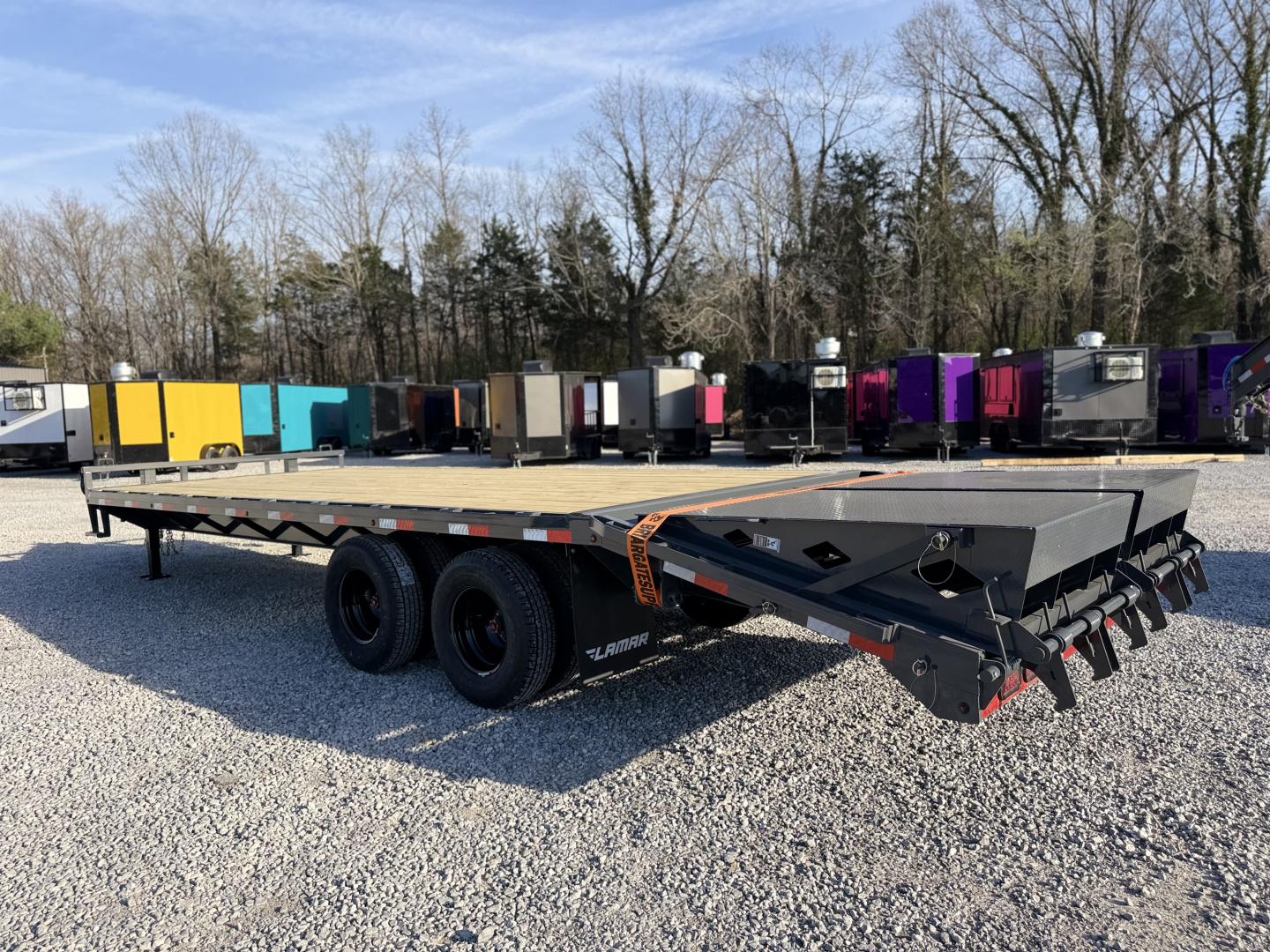 New 2026 Lamar Trailers 102X25 PINTLE HITCH 24K GVWR (MEGA RAMPS) Equipment Trailer