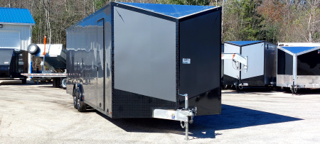New 8 X 28 +2' VNOSE CAR HAULER ENCLOSED ALL ALUMINUM 5200# AXLES 2026 LIGHTNING