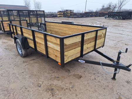 New 2026 AMO 76x12 High Woodside Utility Trailer With Spring Assist Gate and Led Light