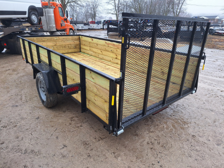 New 2026 AMO 76x12 High Woodside Utility Trailer With Spring Assist Gate and Led Light