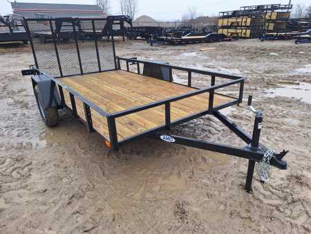 New 2026 AMO 76x12 Single Axle Landscape Trailer W/ Led Lights and Spring Assist Gate