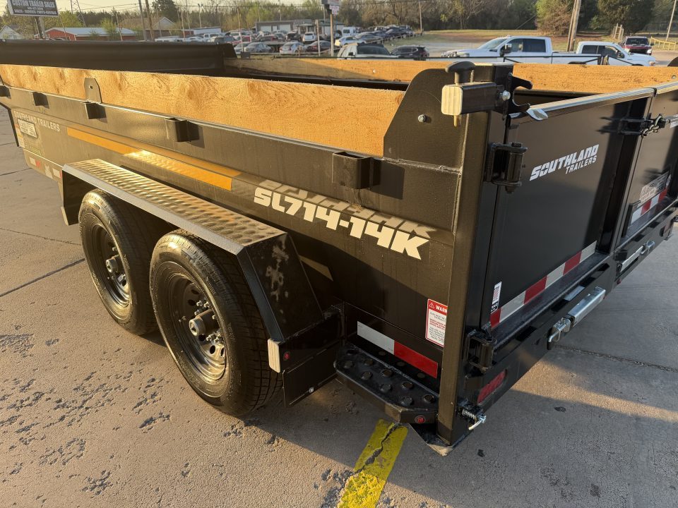 New #155741 2026 SOUTHLAND SL714 14 X 84 TANDEM AXLE 14K BUMPER PULL DUMP W/ SPARE TIRE