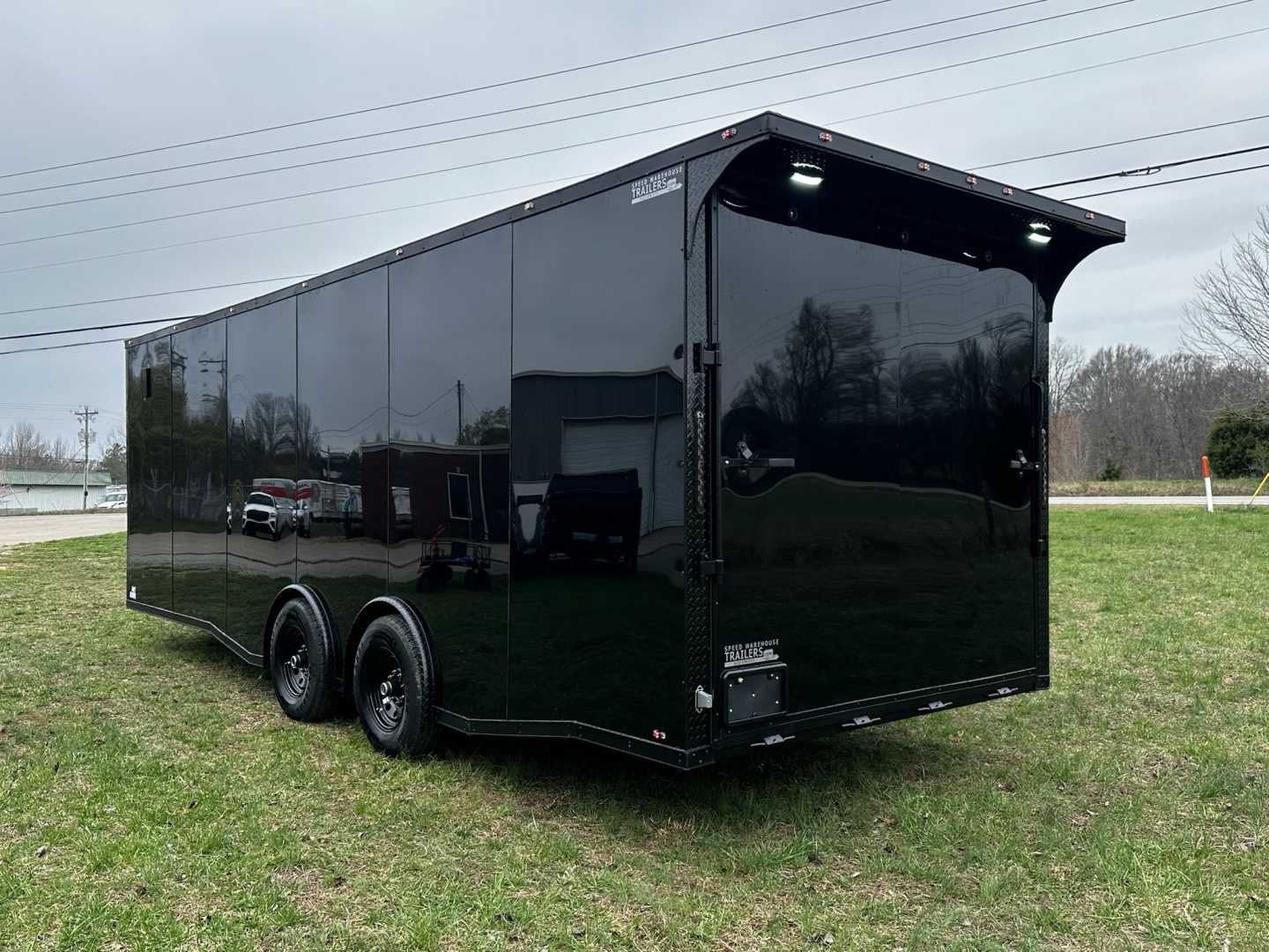 New 2026 Luxe 8.5x24 Racing Trailer Finished Interior-SCRATCH SALE -5200 Tandem Axle-Black-Blackout