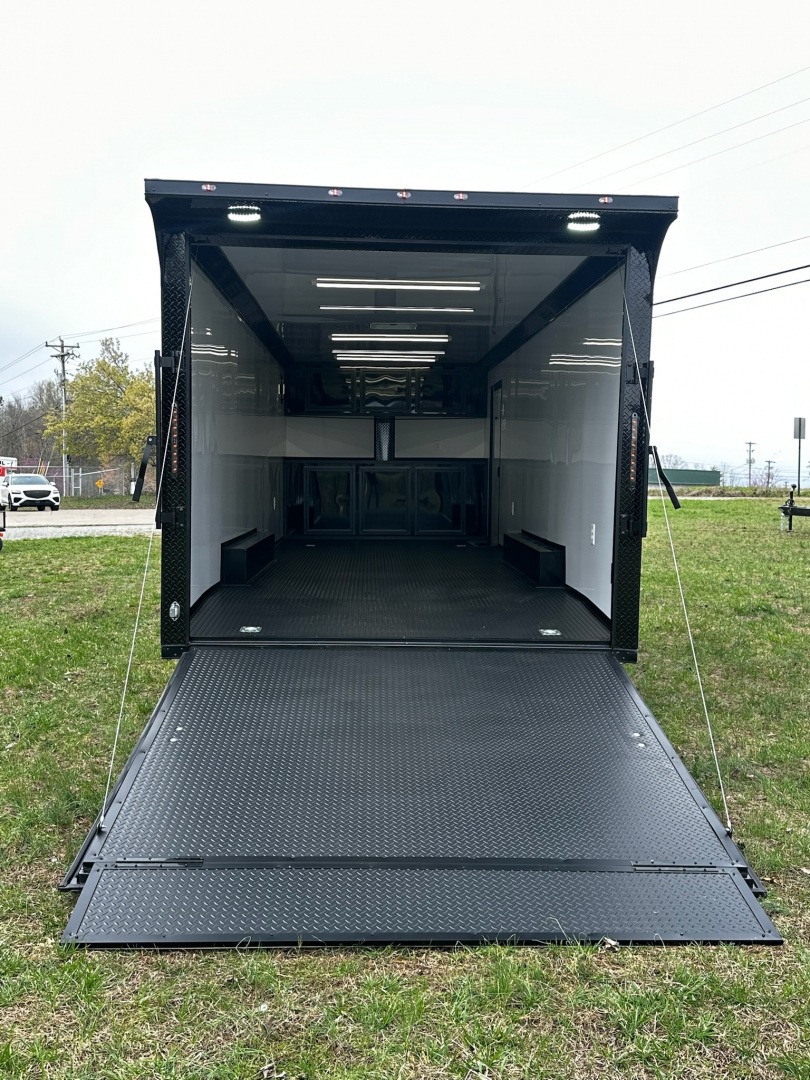 New 2026 Luxe 8.5x24 Racing Trailer Finished Interior-SCRATCH SALE -5200 Tandem Axle-Black-Blackout