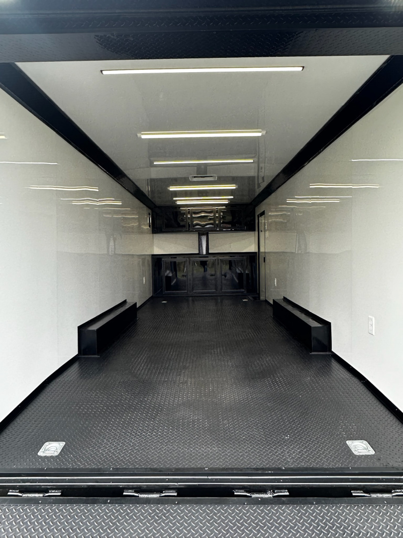 New 2026 Luxe 8.5x24 Racing Trailer Finished Interior-SCRATCH SALE -5200 Tandem Axle-Black-Blackout