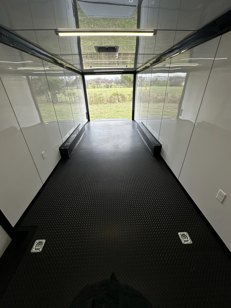 New 2026 Luxe 8.5x24 Racing Trailer Finished Interior-SCRATCH SALE -5200 Tandem Axle-Black-Blackout