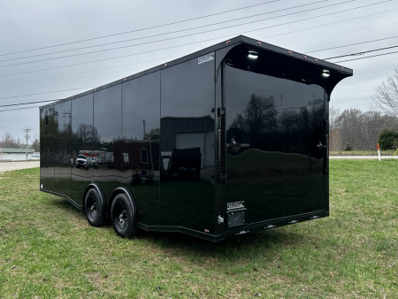 New 2026 Luxe 8.5x24 Racing Trailer Finished Interior-SCRATCH SALE -5200 Tandem Axle-Black-Blackout