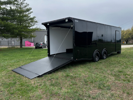 New 2026 Luxe 8.5x24 Racing Trailer Finished Interior-SCRATCH SALE -5200 Tandem Axle-Black-Blackout