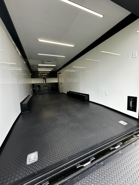 New 2026 Luxe 8.5x24 Racing Trailer Finished Interior-SCRATCH SALE -5200 Tandem Axle-Black-Blackout