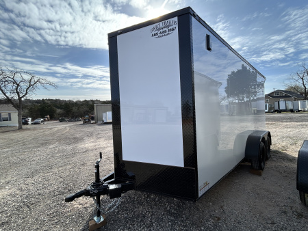 New 2026 Family Trailer 7x16 Tandem Axles Cargo / Enclosed Trailer-ScrewlessExterior - Blackout Pkg- Rear Spoiler