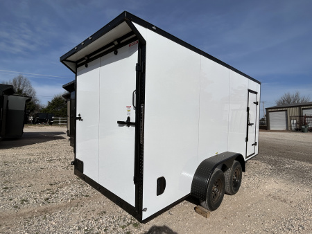 New 2026 Family Trailer 7x16 Tandem Axles Cargo / Enclosed Trailer-ScrewlessExterior - Blackout Pkg- Rear Spoiler