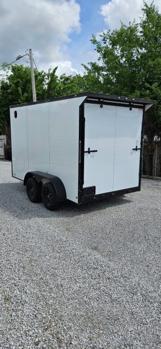New 2026 Family Trailer 7x12 Tandem Axles Cargo / Enclosed Trailer- Screwless Exterior - Blackout Pkg - Rear Spoiler