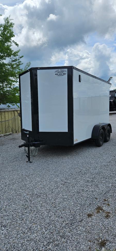 New 2026 Family Trailer 7x12 Tandem Axles Cargo / Enclosed Trailer- Screwless Exterior - Blackout Pkg - Rear Spoiler