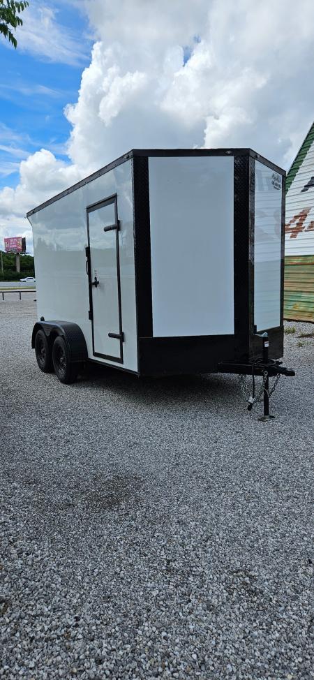 New 2026 Family Trailer 7x12 Tandem Axles Cargo / Enclosed Trailer- Screwless Exterior - Blackout Pkg - Rear Spoiler