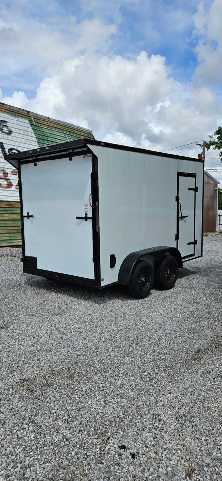 New 2026 Family Trailer 7x12 Tandem Axles Cargo / Enclosed Trailer- Screwless Exterior - Blackout Pkg - Rear Spoiler