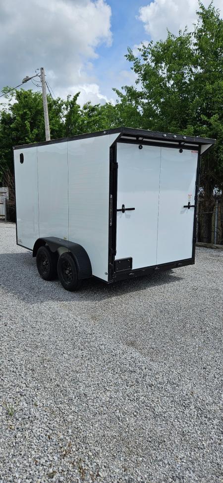 New 2026 Family Trailer 7x12 Tandem Axles Cargo / Enclosed Trailer- Screwless Exterior - Blackout Pkg - Rear Spoiler