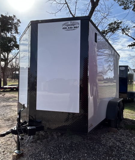 New 2026 Family Trailer 7x12 Tandem Axles Cargo / Enclosed Trailer- Screwless Exterior - Blackout Pkg - Rear Spoiler