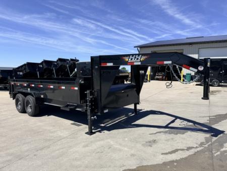 New 2026 H&H Trailers Black 83 x16' 17.6k Gooseneck Telescopic I-Beam Dump Trailer