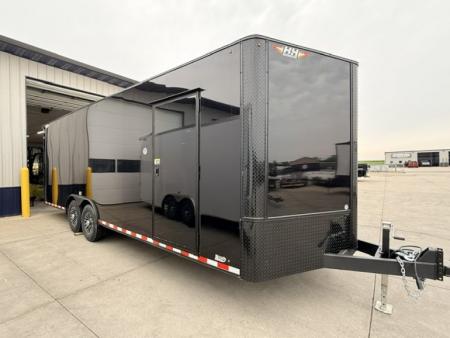 New 2026 H&H Blackout 8.5'x24' 14k Flat Top V-Nose Enclosed Car Hauler Cargo Trailer