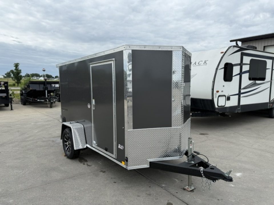 New 2026 Formula Traverse Charcoal 5'x10' 3k Flat Top V-Nose Enclosed Cargo Trailer