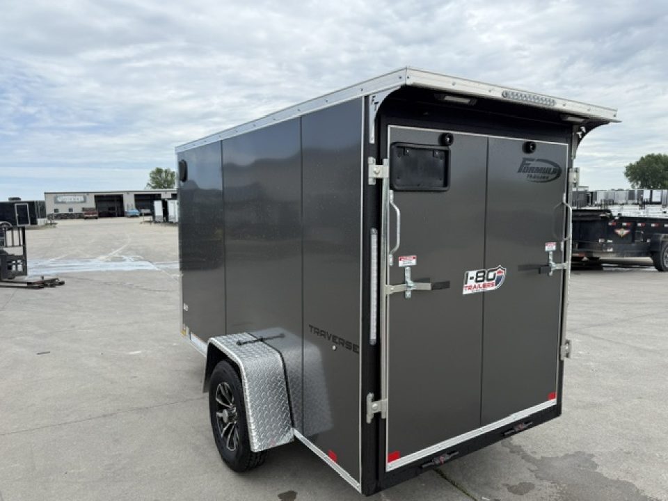 New 2026 Formula Traverse Charcoal 5'x10' 3k Flat Top V-Nose Enclosed Cargo Trailer