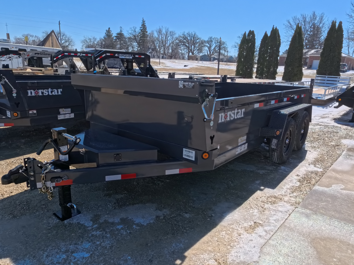 New 2026 Norstar 83 x 14 DCB Gray Dump with 14K GVWR, Scissor Hoist, ST235/80 R16 LRE 10 Ply Tires