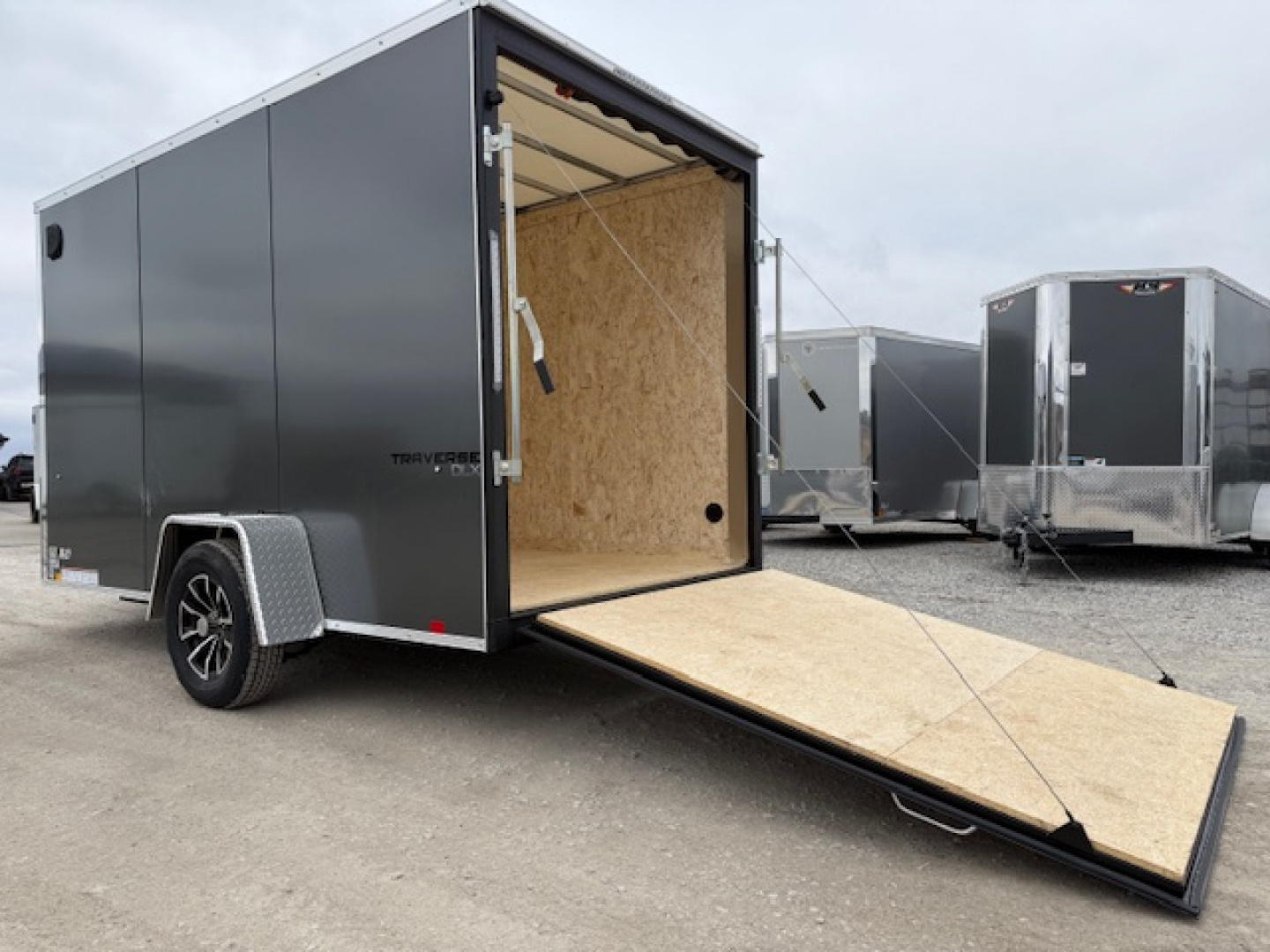 New 2026 Formula Traverse Charcoal 6'x12' 3k Flat Top V-Nose Enclosed Cargo Trailer