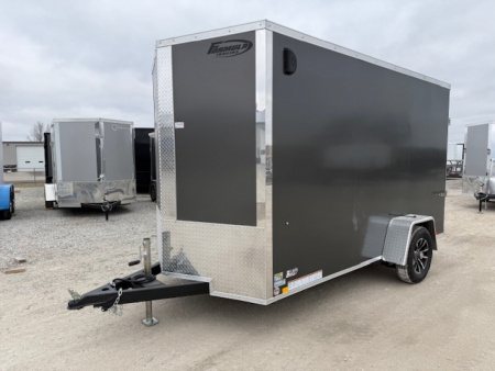 New 2026 Formula Traverse Charcoal 6'x12' 3k Flat Top V-Nose Enclosed Cargo Trailer