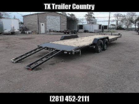 New 2026 J&C Trailers 83X24 7K Car Hauler / Racing Trailer / Flatbed Trailer / 3500# Axles / Dovetail / LEDs / 5ft Stow Away Ramps