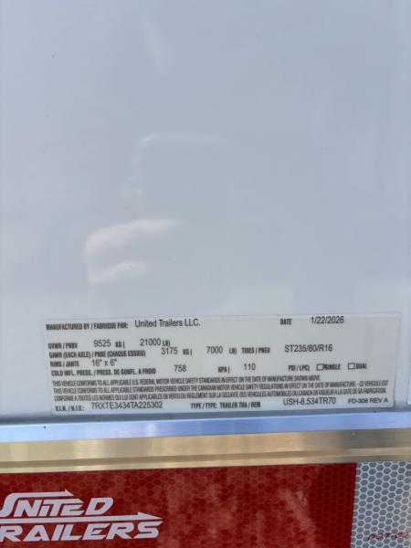 New 2026 United Trailers USH-8.5X34TR70 Car / Racing Trailer