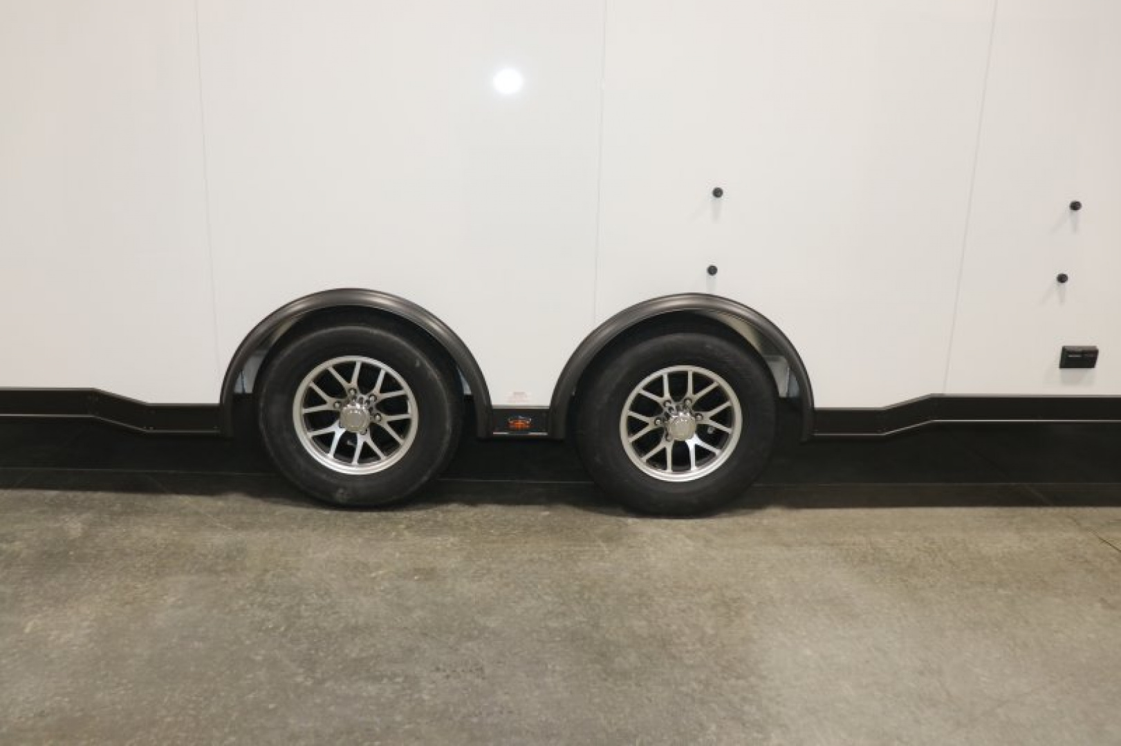 New In-Tech Lite 8.5x28 Race Trailer-10K White W/ Black Trim- L Base Cabinet, Generator Door, Tool Drawers, Winch, WW Cabinet, & A/C