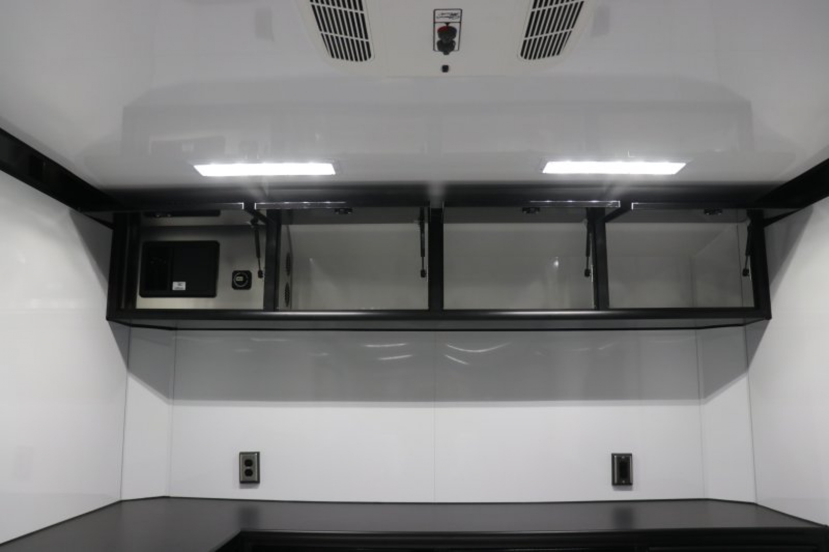 New In-Tech Lite 8.5x28 Race Trailer-10K White W/ Black Trim- L Base Cabinet, Generator Door, Tool Drawers, Winch, WW Cabinet, & A/C