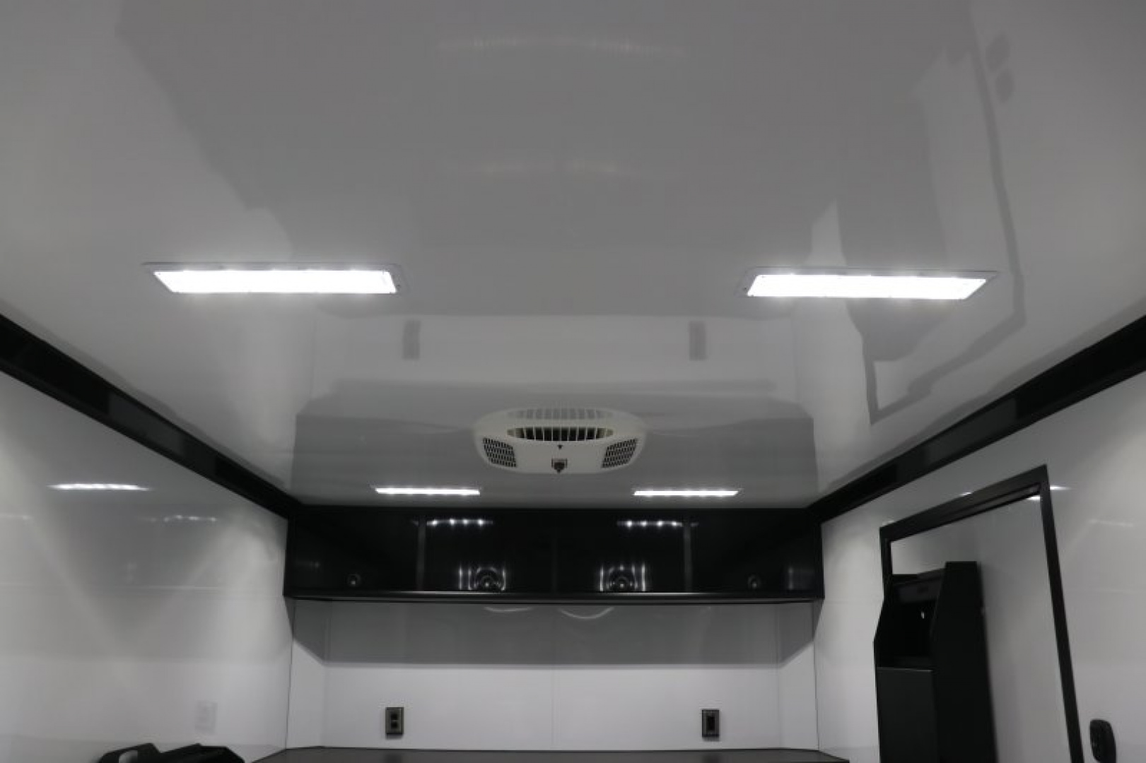 New In-Tech Lite 8.5x28 Race Trailer-10K White W/ Black Trim- L Base Cabinet, Generator Door, Tool Drawers, Winch, WW Cabinet, & A/C
