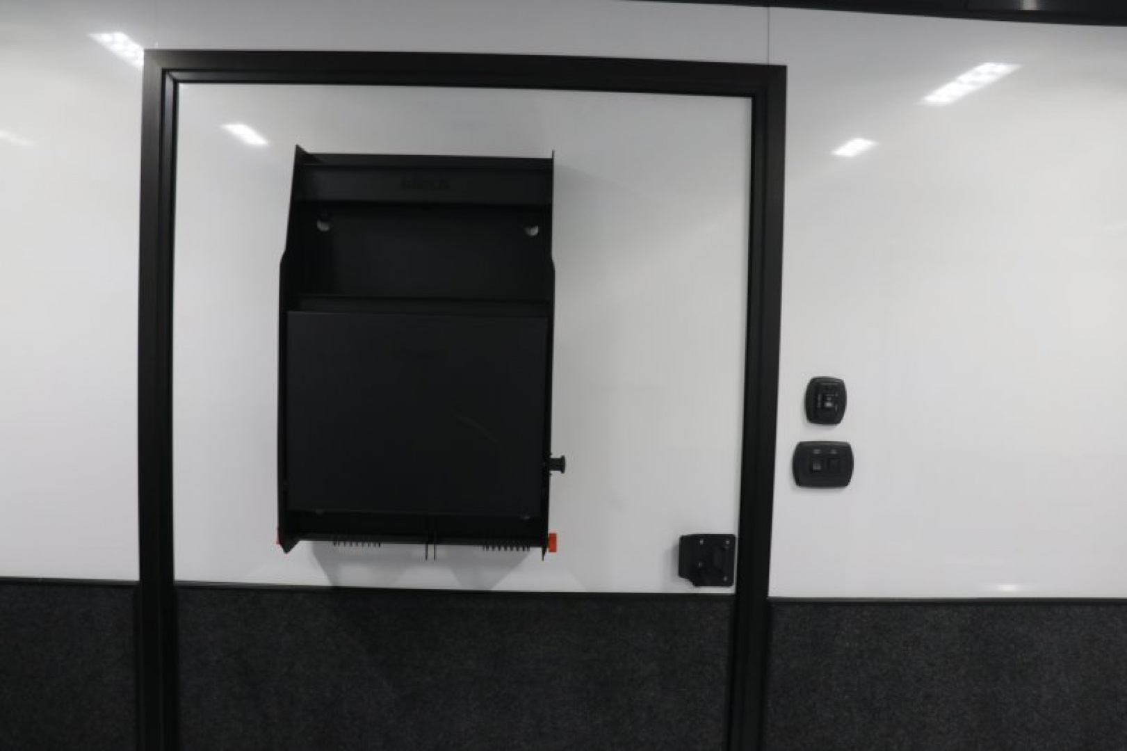 New In-Tech Lite 8.5x28 Race Trailer-10K White W/ Black Trim- L Base Cabinet, Generator Door, Tool Drawers, Winch, WW Cabinet, & A/C
