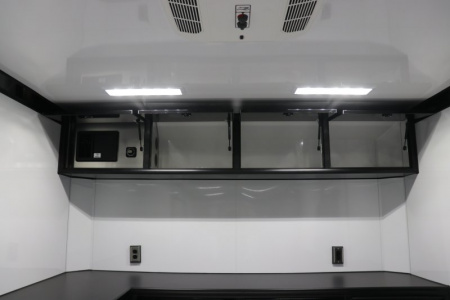 New In-Tech Lite 8.5x28 Race Trailer-10K White W/ Black Trim- L Base Cabinet, Generator Door, Tool Drawers, Winch, WW Cabinet, & A/C