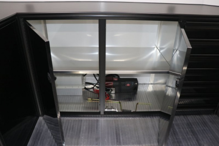 New In-Tech Lite 8.5x28 Race Trailer-10K White W/ Black Trim- L Base Cabinet, Generator Door, Tool Drawers, Winch, WW Cabinet, & A/C