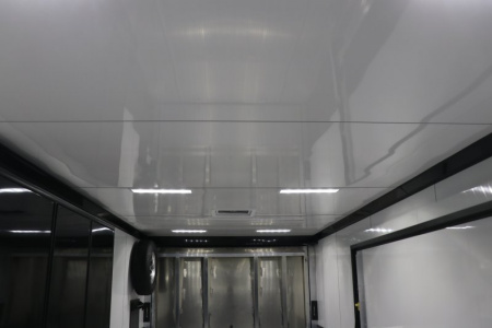 New In-Tech Lite 8.5x28 Race Trailer-10K White W/ Black Trim- L Base Cabinet, Generator Door, Tool Drawers, Winch, WW Cabinet, & A/C