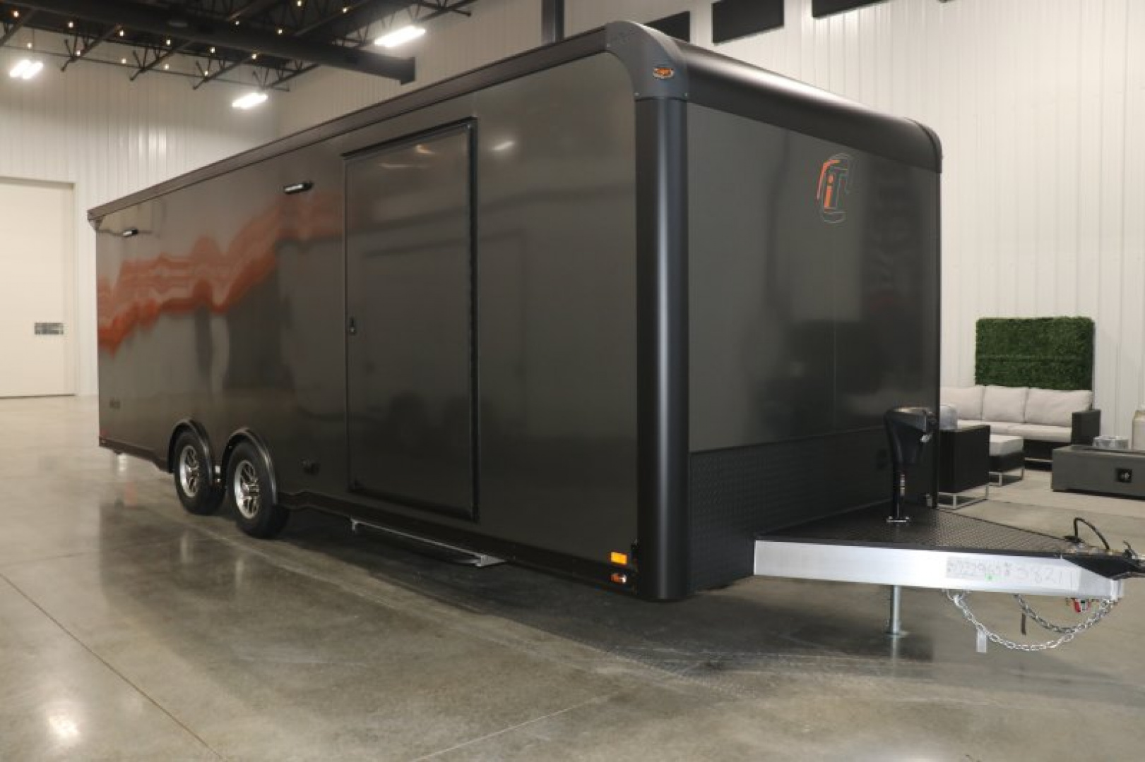 New In-Tech Lite 8.5x24 Race Trailer-10K Charcoal W/ Black Trim- L Base Cabinet, Generator Door, Tool Drawers, & WW Cabinet