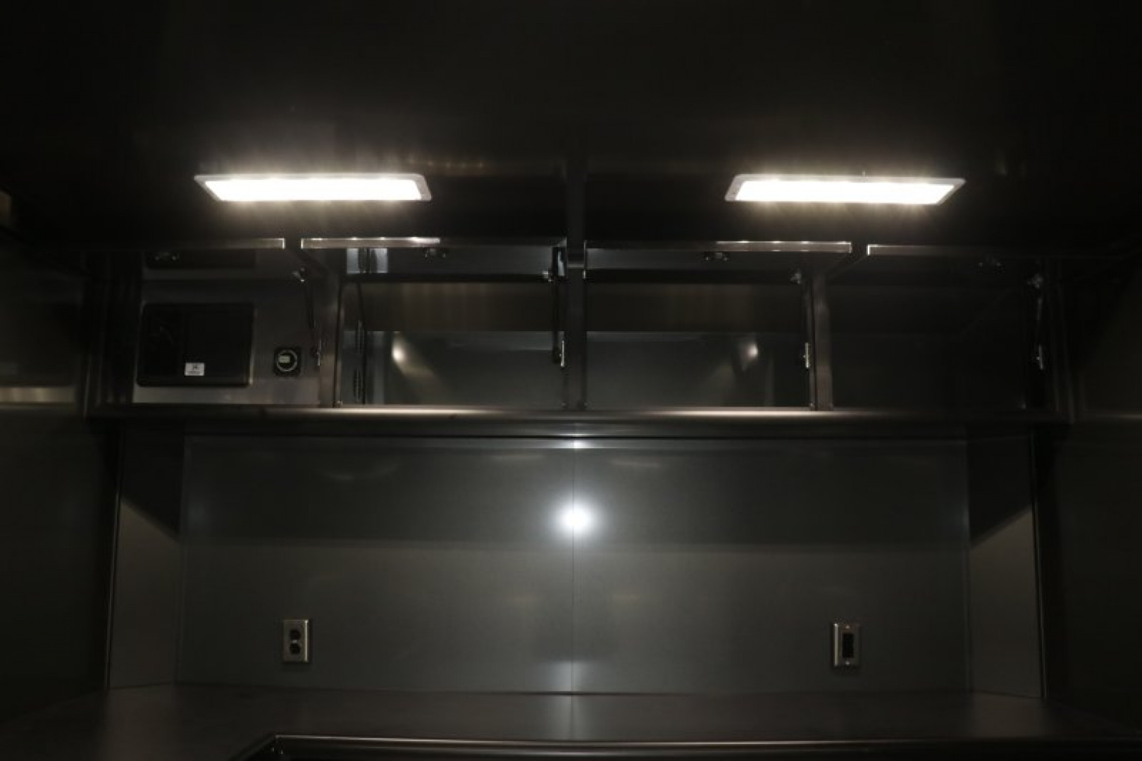 New In-Tech Lite 8.5x24 Race Trailer-10K Charcoal W/ Black Trim- L Base Cabinet, Generator Door, Tool Drawers, & WW Cabinet