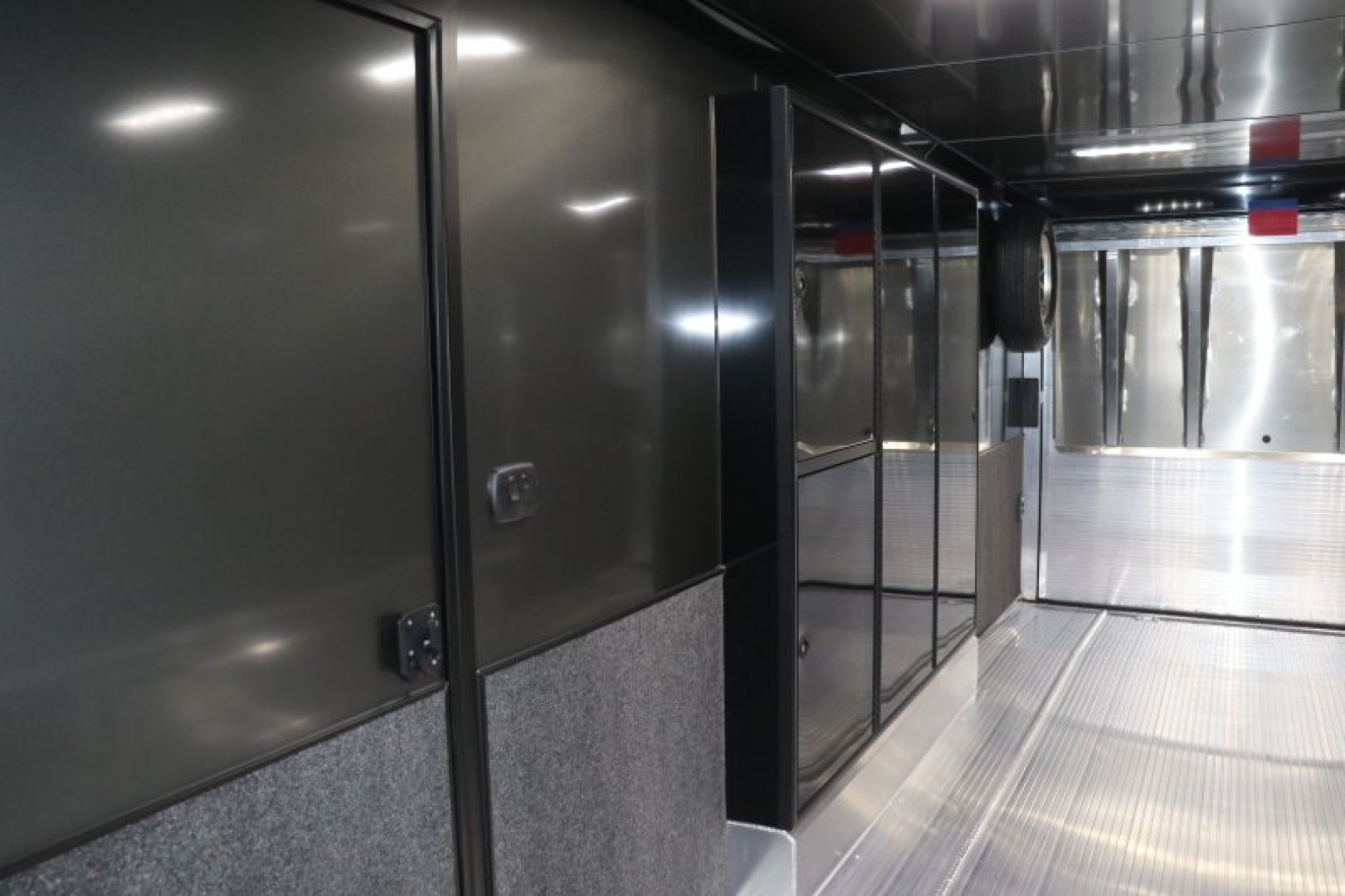 New In-Tech Lite 8.5x24 Race Trailer-10K Charcoal W/ Black Trim- L Base Cabinet, Generator Door, Tool Drawers, & WW Cabinet