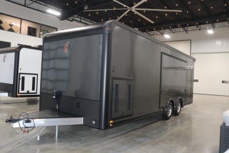 New In-Tech Lite 8.5x24 Race Trailer-10K Charcoal W/ Black Trim- L Base Cabinet, Generator Door, Tool Drawers, & WW Cabinet