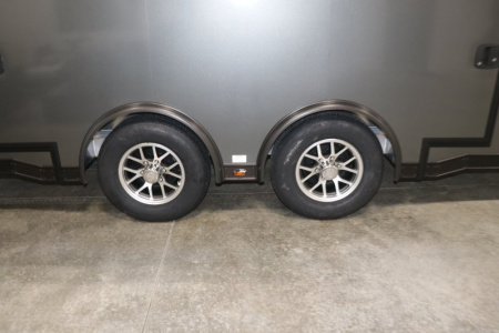 New In-Tech Lite 8.5x24 Race Trailer-10K Charcoal W/ Black Trim- L Base Cabinet, Generator Door, Tool Drawers, & WW Cabinet